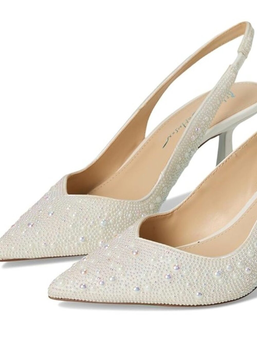 Betsey Johnson Blue by Betsey Johnson Clark Iridescent Pearl Slingback Pumps 11W - Picture 9 of 14